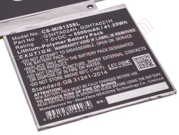 G3HTA024H battery for keyboard MicroSoft Surface Book 2 1832 - 5500mAh / 7.5V / 41.25Wh/ Li-polymer